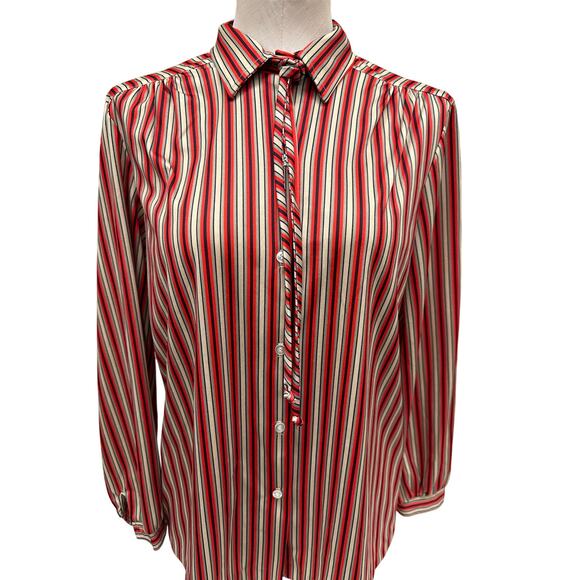 Vintage Fire Islander Plus Sized Red Striped Blouse XL - Picture 3 of 13